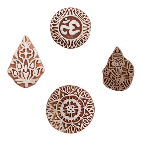 Set of 4 Piece New Mix Wooden Printing Blocks